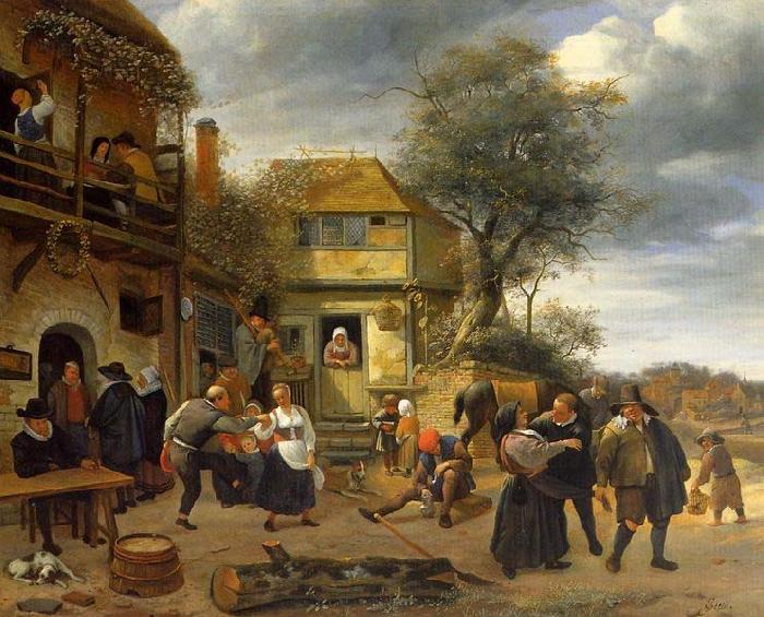 Jan Steen Peasants before an Inn oil painting image